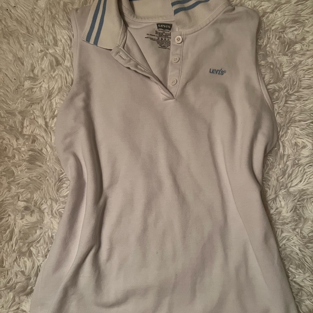 Levi's White Tank Top with Blue Accents
